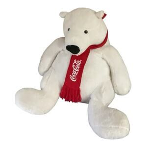 Giant Coca Cola Plush Polar Bear Scarf (26 W x 24 H) Plush 2023 Collector New